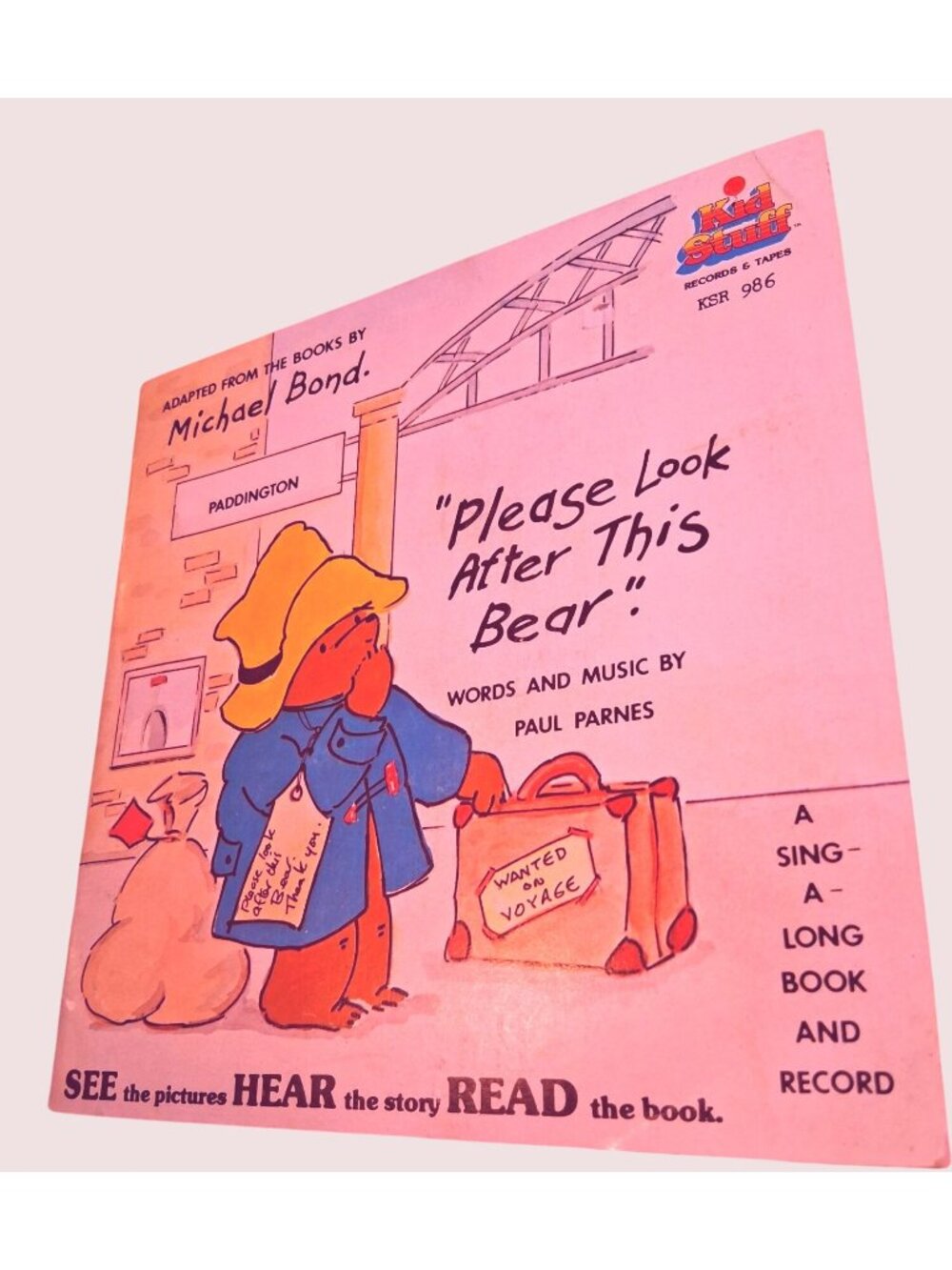 Paddington Bear Sing-Along Book & Record 1982 Kid Stuff See Hear Read